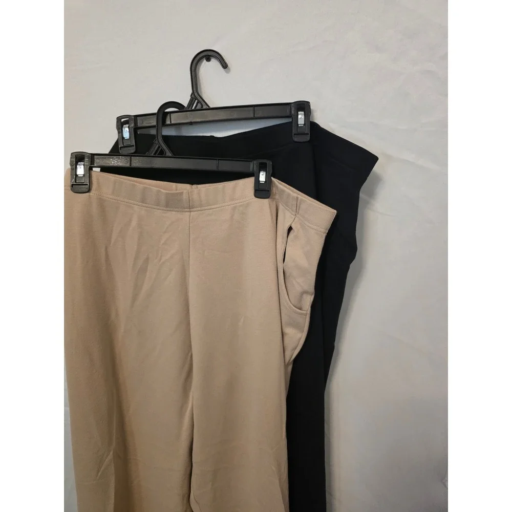 2 White Stag Woman Stretch Pants Bundle 3X 22W 24W Tan Black Pull On Trousers